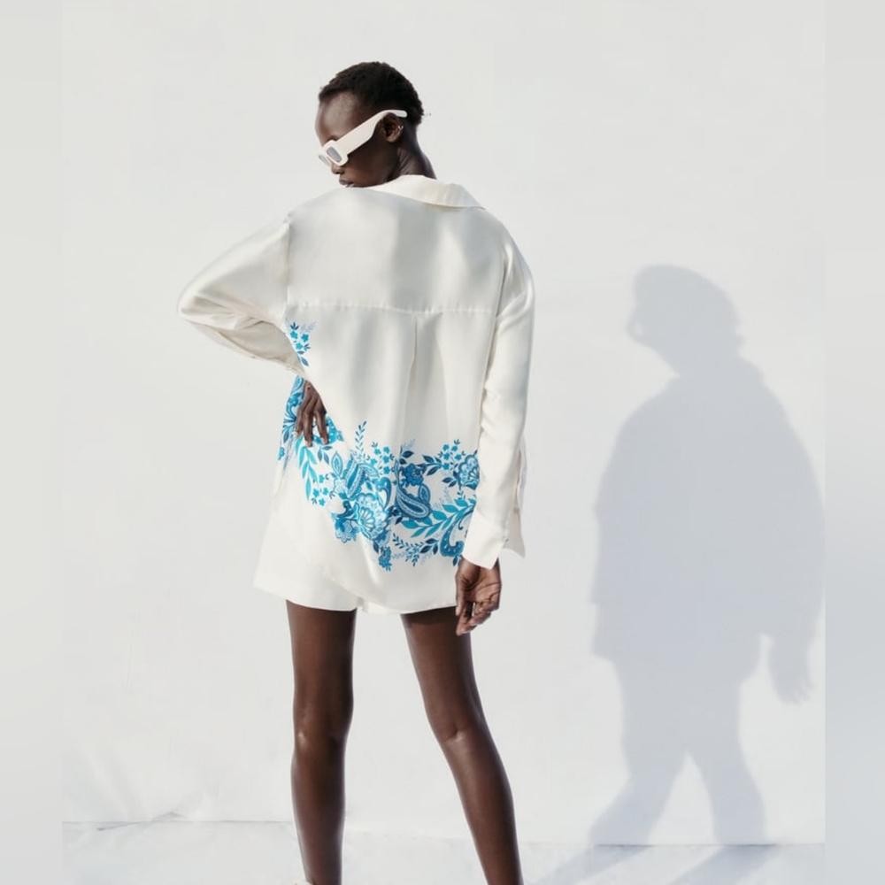 Zara Limited Edition Flowy Printed Shirt - Picture 4 of 11